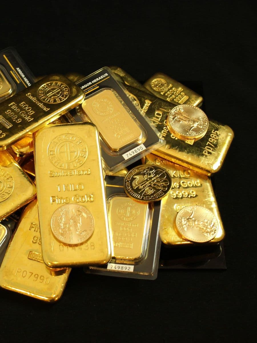 Gold bars and gold coins