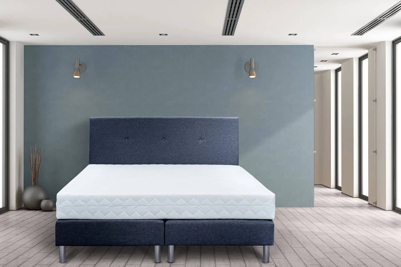 Nova boxspring krevet, tamno siva tkanina