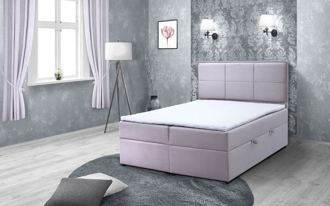 Vela boxspring krevet u bež tkanini