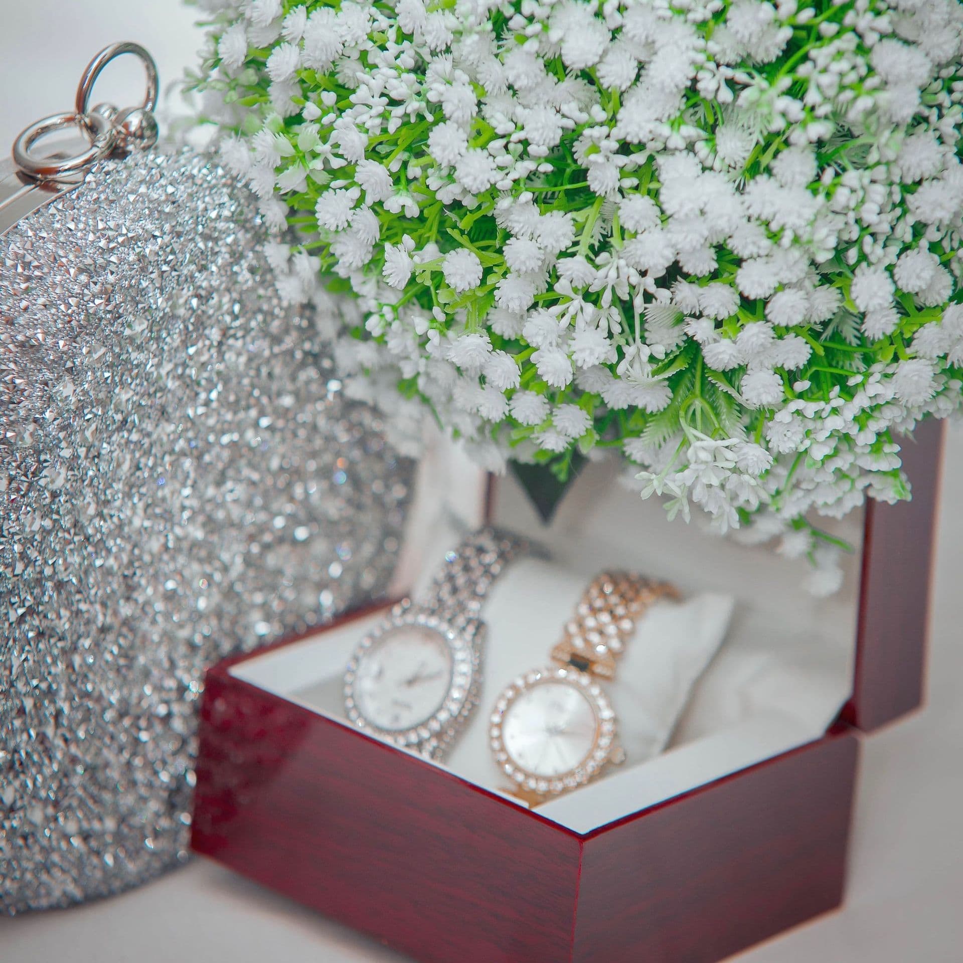 Two women's watches in a gift box