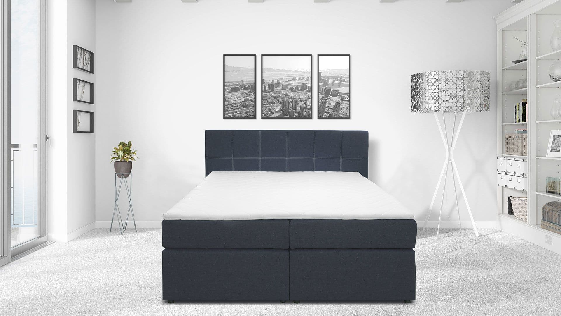 Linea boxspring krevet, tamno siva tkanina